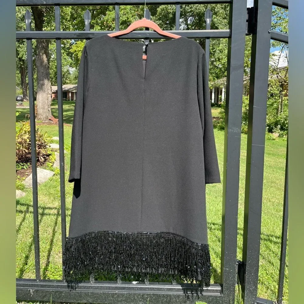 Kate Spade Sequin Beaded Fringe Hem Shift Dress